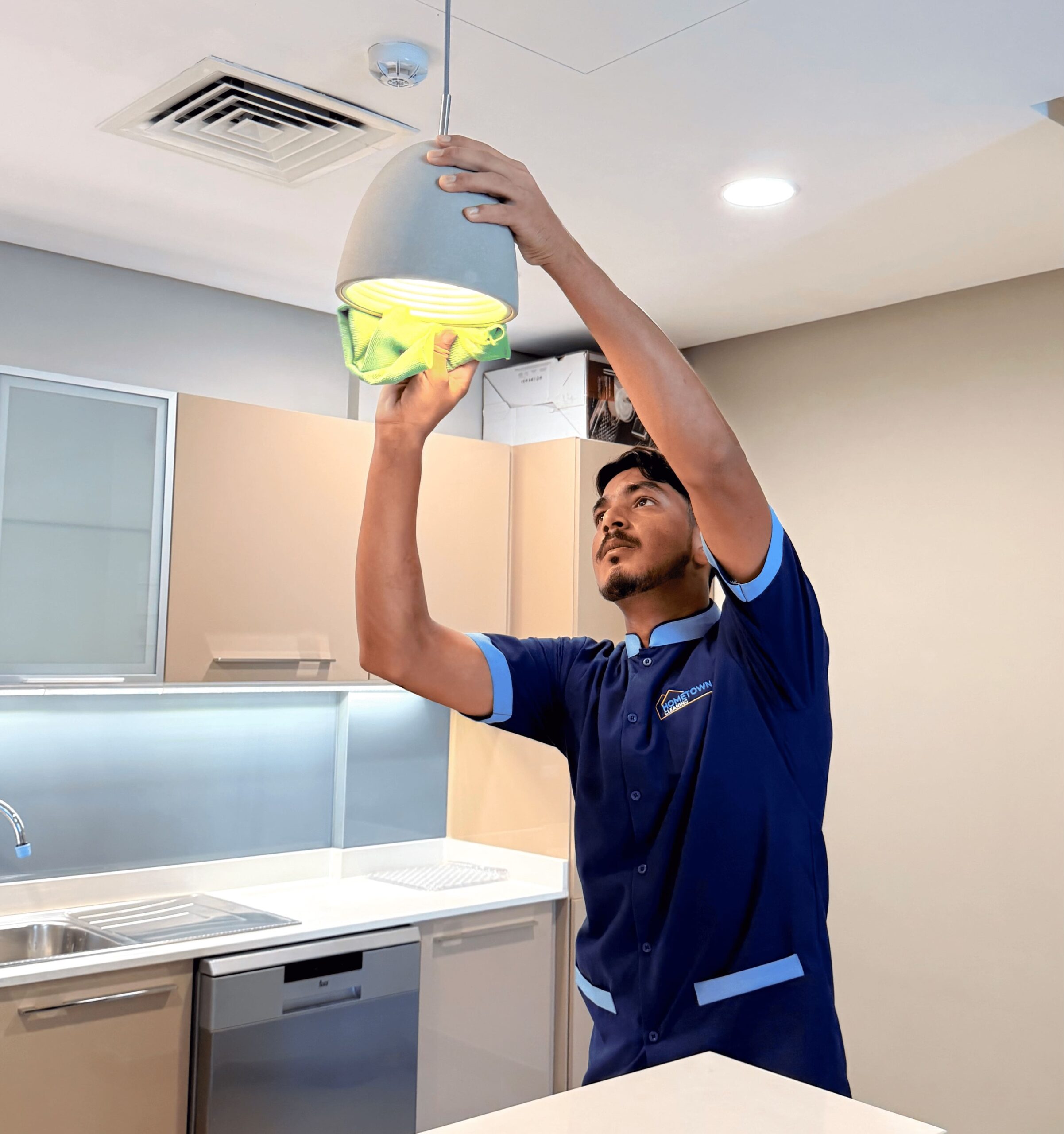 Professional cleaning team at work